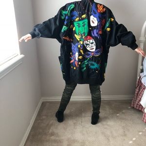 Black pop art  80’s vintage jacket SILKSCAPES